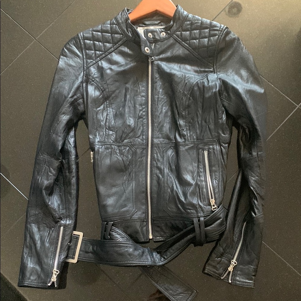Zara Black Leather Biker Jacket